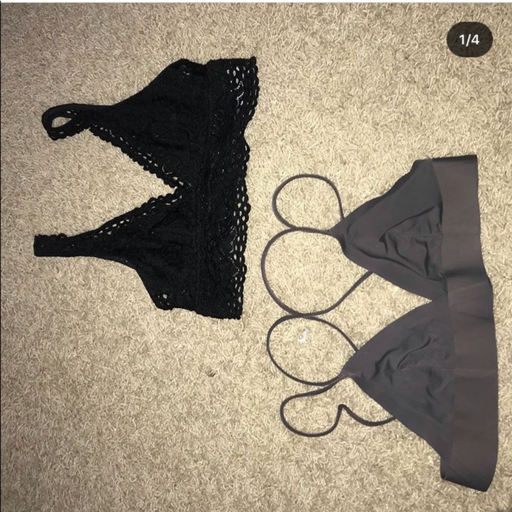 black bra from aerie & gray bra from urban